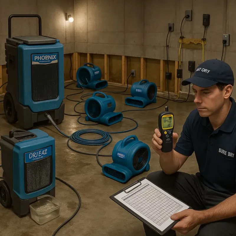 Structural Drying and Dehumidification process in Princeton, NC